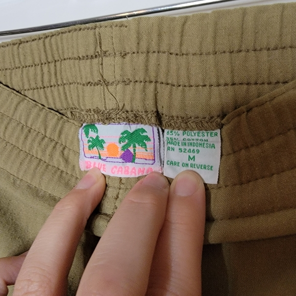 Vintage 80’s Blue Cabana Khaki Shorts Size Md high waisted 7" inseam - Picture 2 of 8